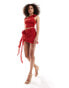 Фото #1 товара Murci exclusive ruffle hem mini skirt co-ord in red