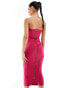 Vesper bandeau midi dress in fuchsia