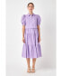 ფოტო #1 პროდუქტის Women's Button Closure Puff Sleeve Midi Dress