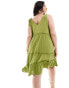 Фото #2 товара Yours frill tiered mini dress in green