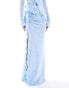 Murci thigh split ruffle trim maxi skirt co-ord in baby blue