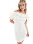 Фото #1 товара Y.A.S Bridal ruffle off the shoulder mini dress in white