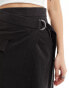 & Other Stories utility asymmetric wrap midi skirt with pocket detail in black