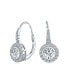 ფოტო #1 პროდუქტის Classic Bridal Art Deco Style CZ Halo Circle Circlet Rosette Solitaire Drop Earrings AAA Cubic Zirconia for Women .925 Sterling Silver