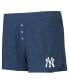 ფოტო #2 პროდუქტის Women's Navy New York Yankees Meter Knit Long Sleeve T-shirt and Shorts Set