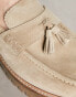 Walk London Sean tassel chunky loafers in beige suede