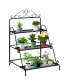 Фото #1 товара 3 Tier Metal Plant Stand Ladder Flower Pot Rack Shelf Indoor & Outdoor