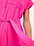 New Look button through midi shirt dress in bright pink