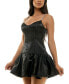 ფოტო #3 პროდუქტის Juniors' V-Neck Embellished-Strap Fit & Flare Dress