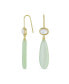 Unique Geometric Oval Linear Long Shape Tear Drop Natural Multi-Tier Light Green New Jade Serpentine Gemstone Party Dangling Earrings Fish hook for Women in yellow Gold Plated