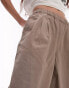 Topshop super wide leg pleated poplin trouser in sand