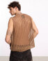 COLLUSION crochet knitted oversized vest in mocha Коричневый, L - Chest 42 - фото #3