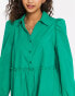 Фото #3 товара Miss Selfridge poplin smock shirt dress in green