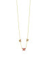 Silver-Tone or Gold-Tone Pink Cubic Zirconia Butterfly Charm Caria Necklace