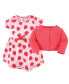 Baby Girls Baby Organic Cotton Dress and Cardigan 2pc Set, Strawberries