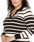 Фото #3 товара Plus Size Striped Johnny Collar Sweater