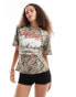 Фото #1 товара ASOS DESIGN corset wait t-shirt with band graphic in snake print