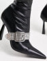 Фото #3 товара ASOS DESIGN – Excuse – Stiefeletten in Schwarz mit hohem Absatz und verzierter Schnalle