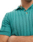 ASOS DESIGN muscle knitted textured rib polo in teal