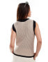 ASOS DESIGN knitted tank with tipping in oatmeal