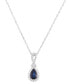 ფოტო #1 პროდუქტის Sapphire (1/2 ct. t.w.) & Diamond (1/10 ct. t.w.) Halo Pendant Necklace in 14k White Gold, 16" + 2" extender