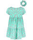 Toddler Girls Doodle Daisies Floral-Print Tiered Dress With Scrunchie, Created for Macy's Aqua Edge, 2T - фото #2