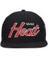 Men's Black Miami Heat Hardwood Classics Script 2.0 Snapback Hat