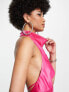 Фото #7 товара ASOS DESIGN Tall cowl neck halter midi with tie wrap waist in bright pink