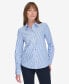 Фото #1 товара Women's Cotton Striped Embellished Long-Sleeve Shirt