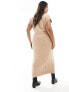 River Island Plus midi split dress in beige 2XL - фото #7