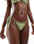 ASOS DESIGN tie side bikini bottom in green gingham Grünes Karomuster, 38 - фото #2