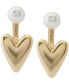 ფოტო #1 პროდუქტის Gold-Tone Imitation Pearl & Puffy Heart Jacket Earrings
