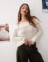 Weekday Lori off shoulder lightweight knit jumper in white weiß, L - EU 44-46 - фото #1