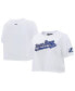 Фото #1 товара Women's White Tampa Bay Lightning Boxy Script Tail Cropped T-shirt