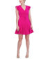 Women's Ruched Flutter-Sleeve V-Neck Dress