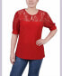 ფოტო #1 პროდუქტის Petite Puff Sleeve Lace Top