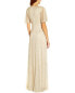 Adrianna Papell Stencil Floral Metallic Mesh Draped Gown Women's