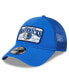 Фото #1 товара Men's Blue Dallas Mavericks Plate Oversized Patch Trucker 9FORTY Adjustable Hat