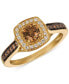 Chocolatier® Chocolate Diamond & Vanilla Diamond Halo Ring (5/8 ct. t.w.) in 14k Gold