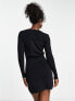 Фото #2 товара Morgan knitted zip through bodycon dress in black