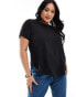 ONLY Curve short sleeve blouse in black