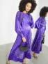 ASOS EDITION cutwork long sleeve satin midi dress in purple