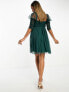 Фото #5 товара Anaya babydoll mini tulle dress with ruched sleeves in emerald