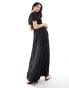 The Frolic yasha tie detail maxi beach dress in black