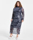 Trendy Plus Size Printed Mesh Bodycon Dress, Created for Macy's