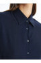 LCW Modest Düz Uzun Kollu Keten Karışımlı Kadın Gömlek