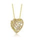 ფოტო #2 პროდუქტის Sterling Silver 14k Yellow Gold Plated with Cubic Zirconia Knotted Ribbon 3D Puffed Heart Pendant Necklace