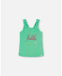 Girl Organic Cotton Tank Top With Print Spring Green - Child