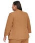 Фото #2 товара Plus Size Collarless Open-Front Roll-Tab Sleeve Jacket