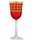 Deep Red Colored Red Wine Goblet with Gold-Tone Rings, Set of 4